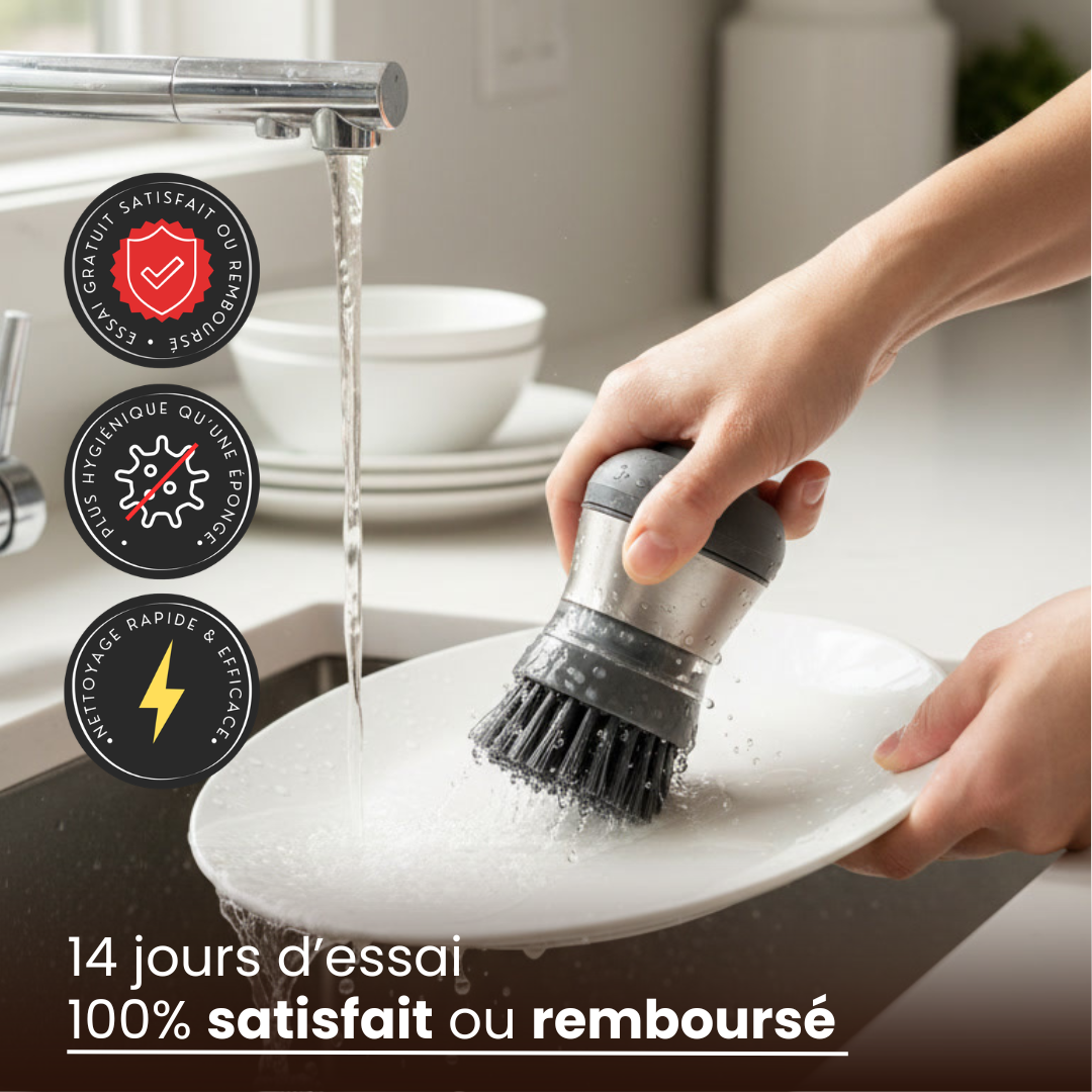 Brosse à vaisselle avec distributeur de savon multi-usages
