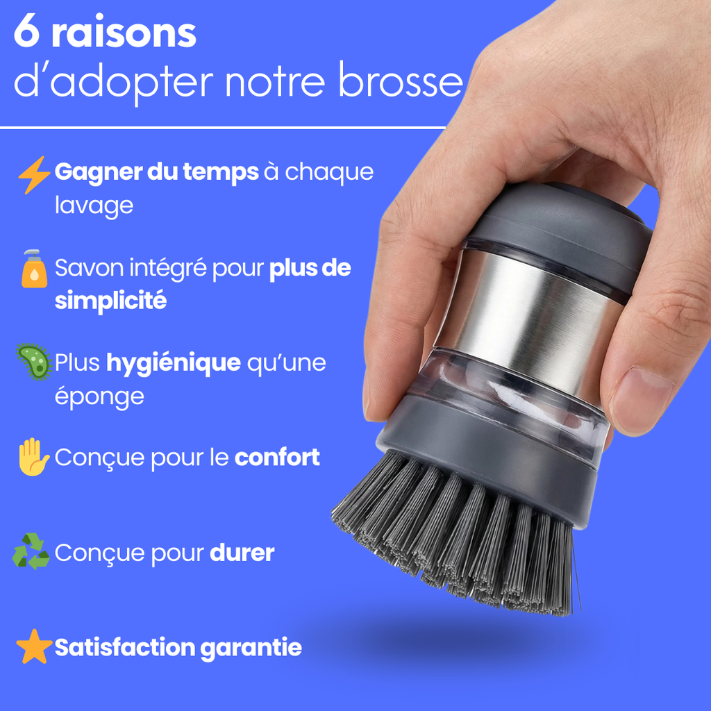 Brosse à vaisselle avec distributeur de savon multi-usages
